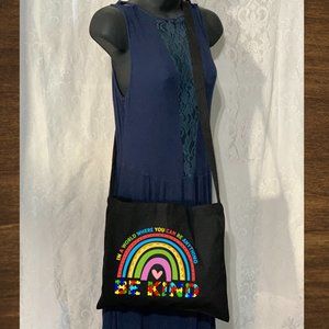 Be Kind Autism Rainbow Crossbody Messenger Tote Bag with Long Strap